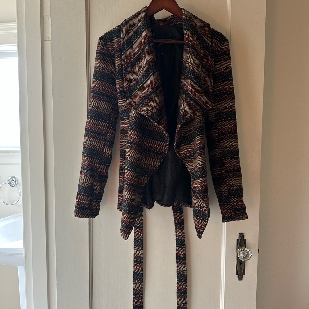 Striped Women's Jacket with Belt
